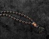 War Mala Necklace Beads - Black SS 8mm beads with Copper end piece