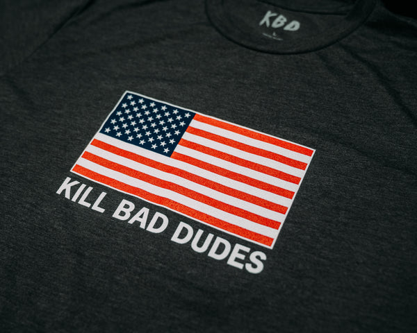 Kill Bad Dudes Color American Flag Tee