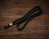 War Mala Necklace Beads - Black SS 10mm beads with Wooden End Piece