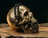 War Mala Necklace Beads - Black SS 10mm beads with Silver End Piece