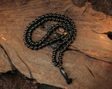 War Mala Necklace Beads - Black SS 10mm beads with Bronze & Black End Piece
