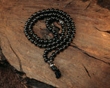 War Mala Necklace Beads - Black SS 10mm beads with Silver End Piece