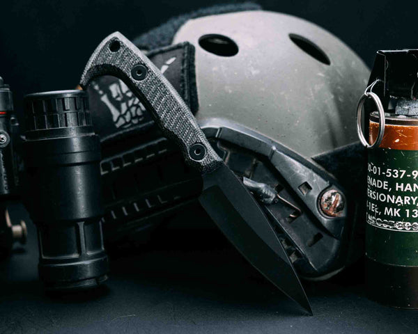 Special K - Black Canvas Micarta, Armor Black Cerakote, Allen Bolts, Textured Grip