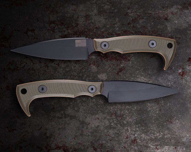 Special K - OD Green and Coyote G10, Armor Black Cerakote, Allen Bolts, Textured Grip